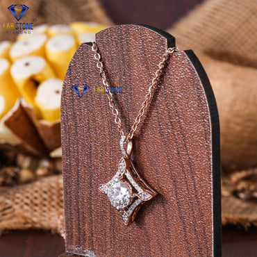 1.62 TDW Round Cut Diamond Custom Pendant with Chain