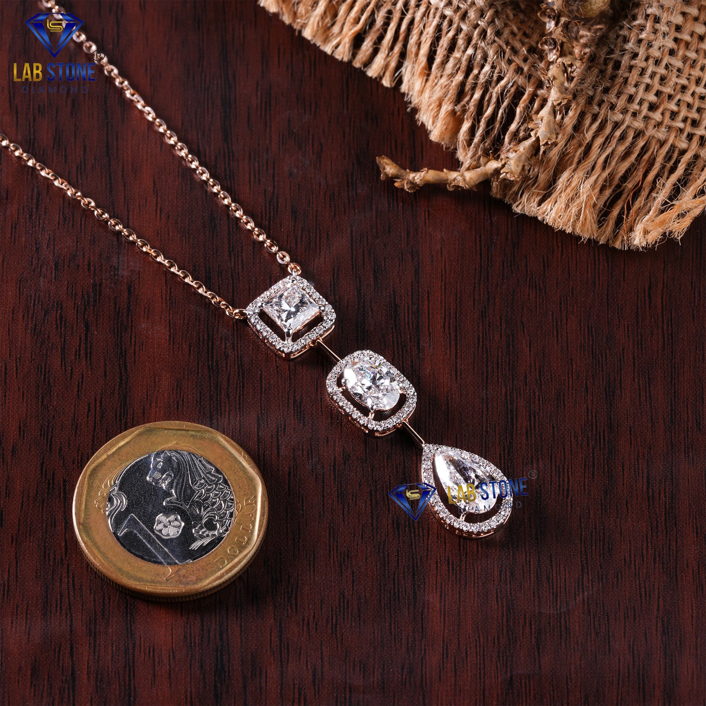 4.39 TDW Round, Pear, Oval & Princess Cut Diamond Custom Pendant with Chain