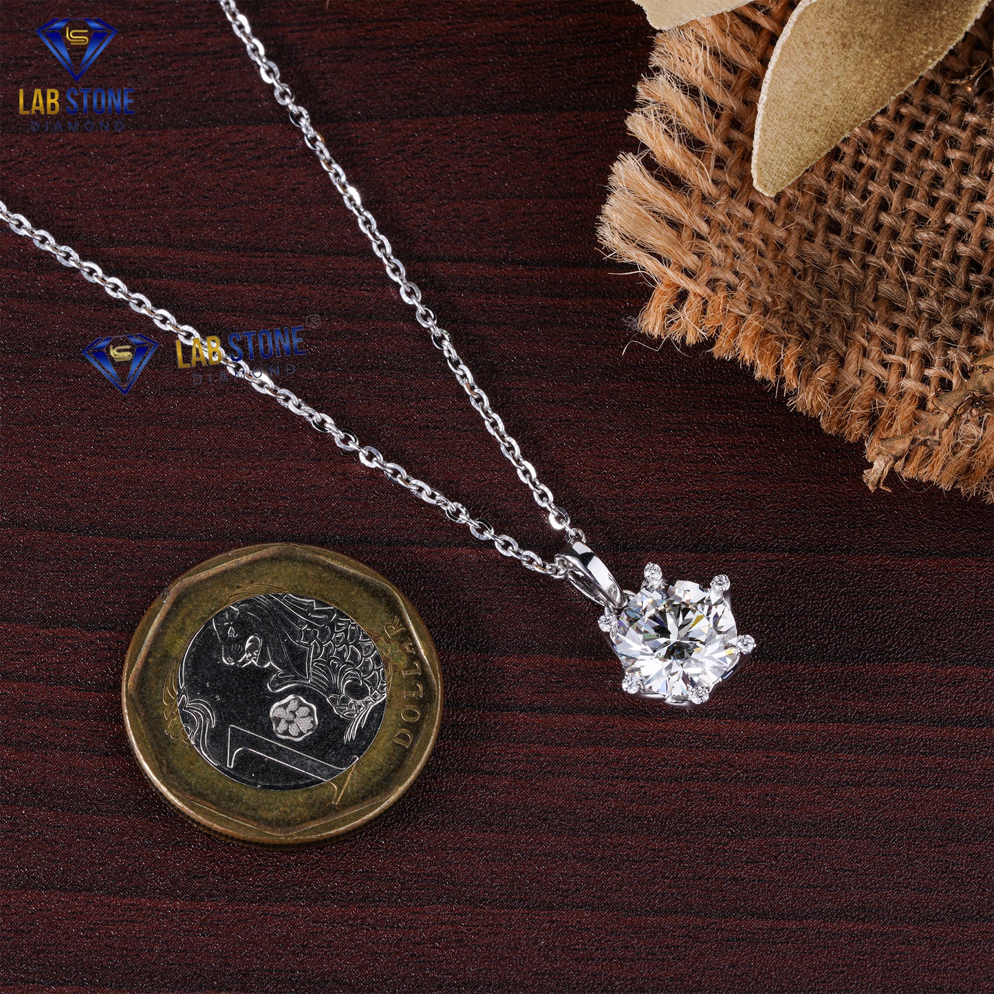 3.06 TDW Round Cut Diamond Custom Pendant with Chain