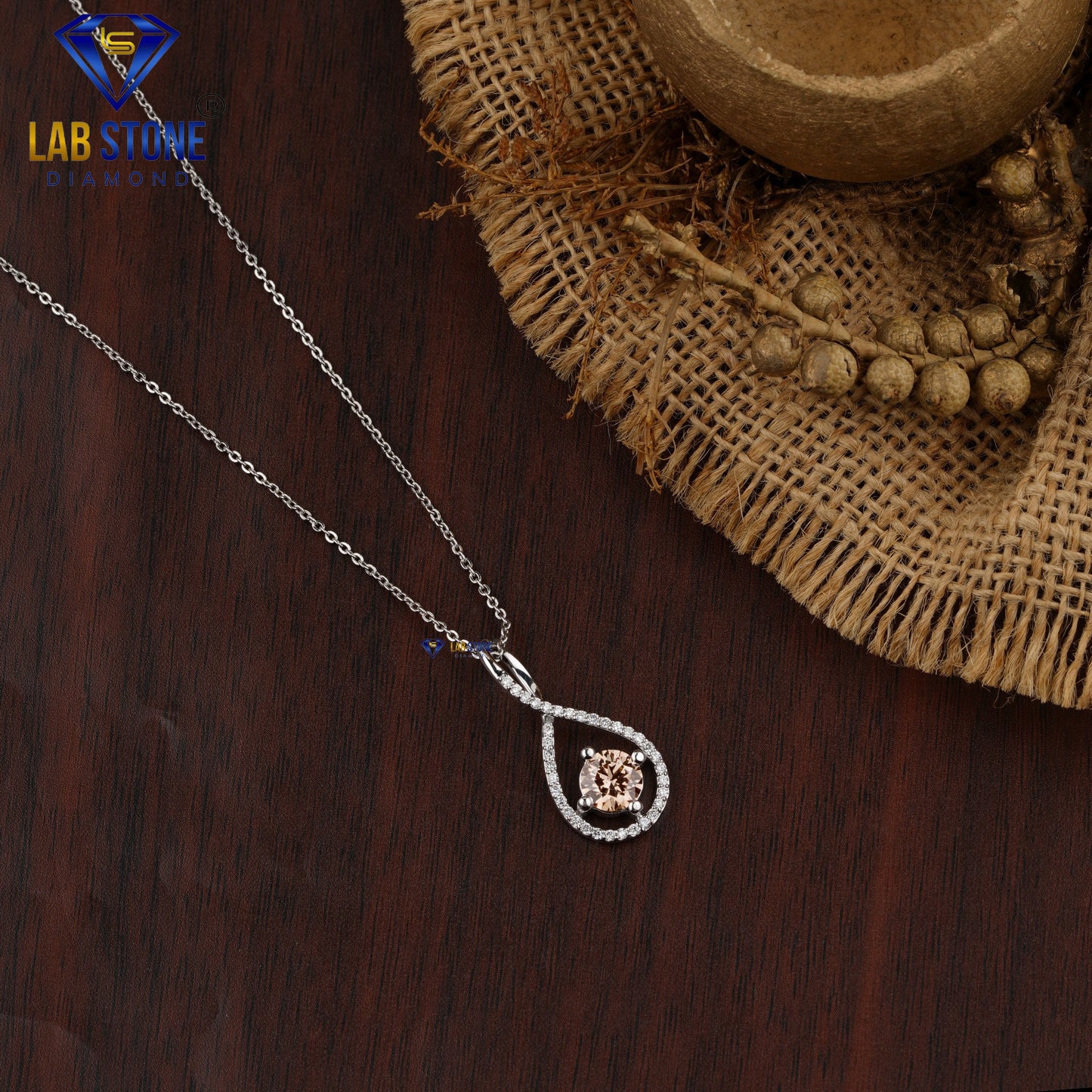 1.23 TDW Pink Round Diamond Custom Pendant with Chain