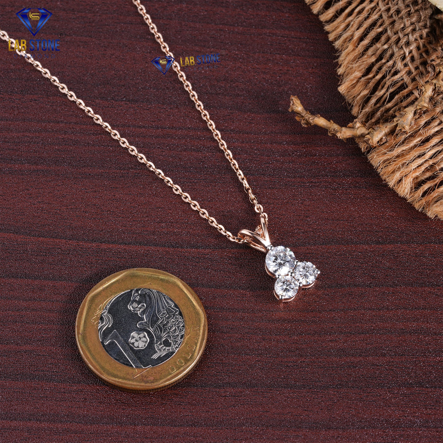 1.36 TDW Round Cut Diamond Custom Pendant with Chain