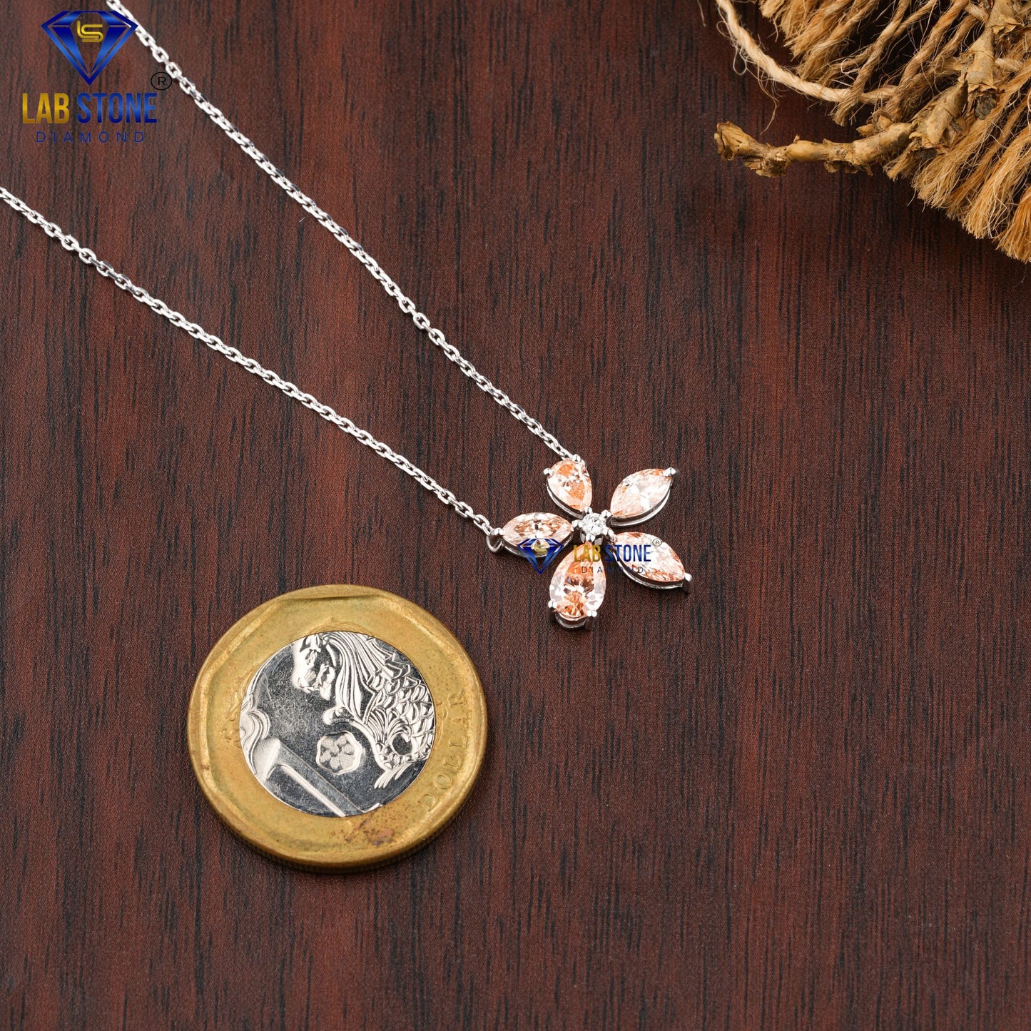 1.36 TDW Round Cut & Fancy Pink Pear & Marquise Diamond Custom Pendant with Chain