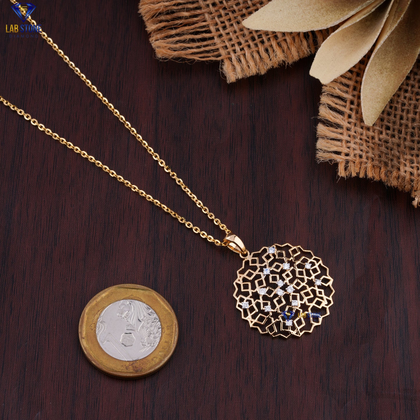 0.188 TDW Round Cut Diamond Custom Pendant with Chain