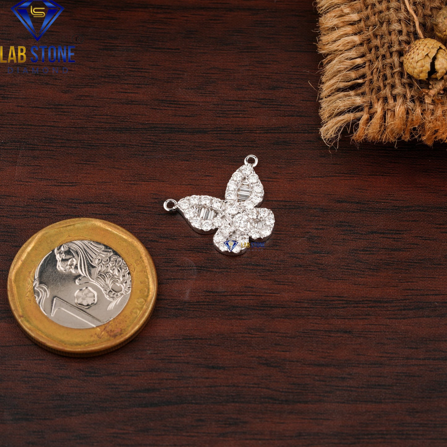 0.769 TDW Round & Baguette Cut Diamond Custom Pendant