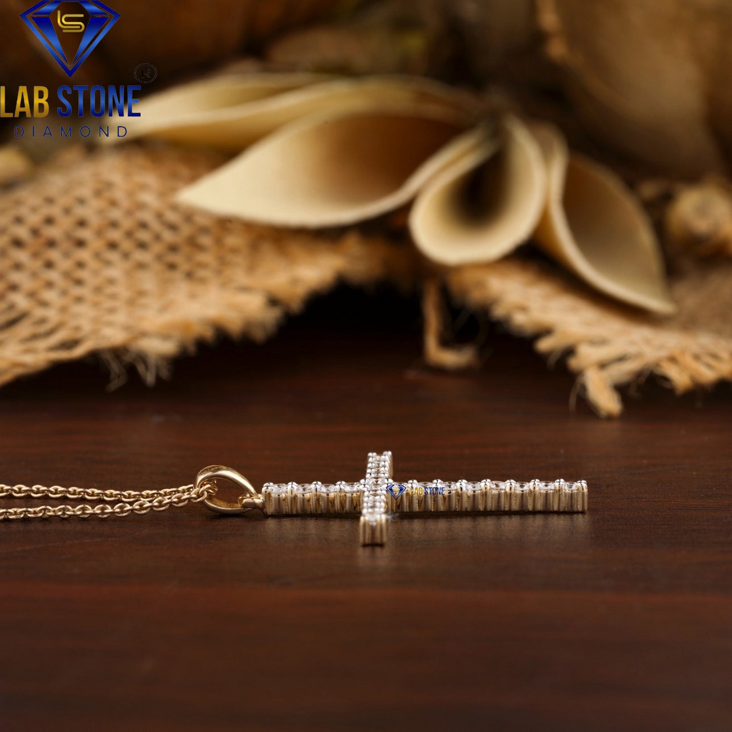 0.35 TDW Round Cut Diamond Cross Pendant with Chain