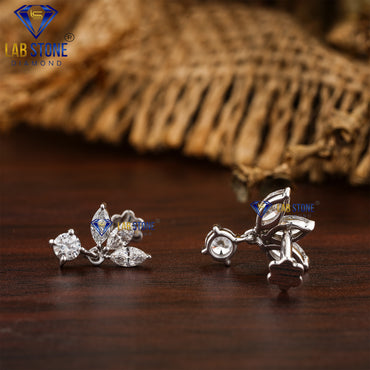 0.49 TDW Marquise & Round Cut Diamond Drop & Dangle Earrings