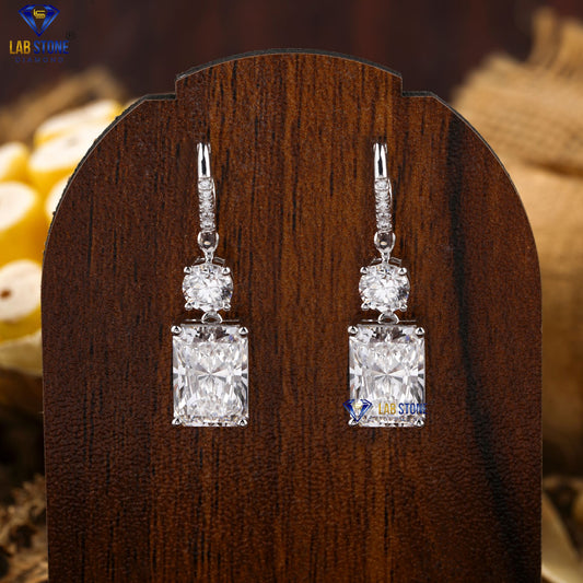 8.86 TDW Radiant & Round Cut Diamond Drop & Dangle Earrings