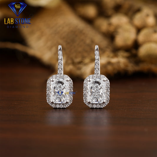 1.64 TDW Radiant & Round Cut Diamond Drop & Dangle Earring