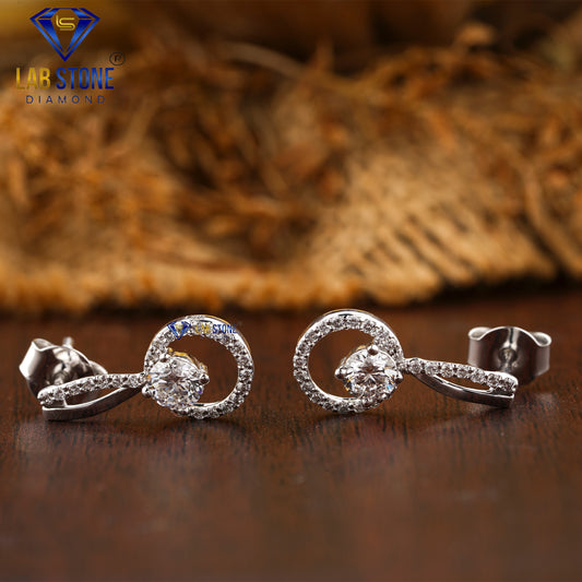 0.80 TDW Round Cut Diamond Drop & Dangle Earring