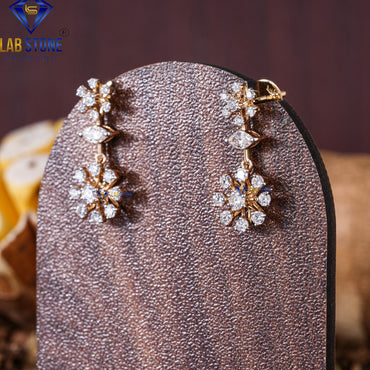 0.98 TDW Marquise & Round Cut Diamond Drop & Dangle Earrings