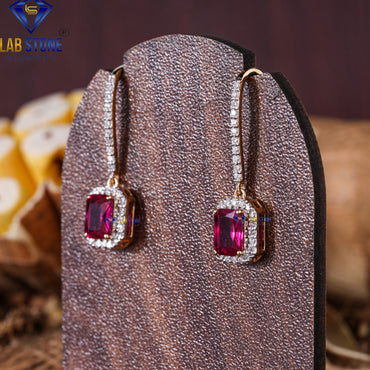 2.45 TDW Ruby & Round Cut Diamond Drop & Dangle Earring