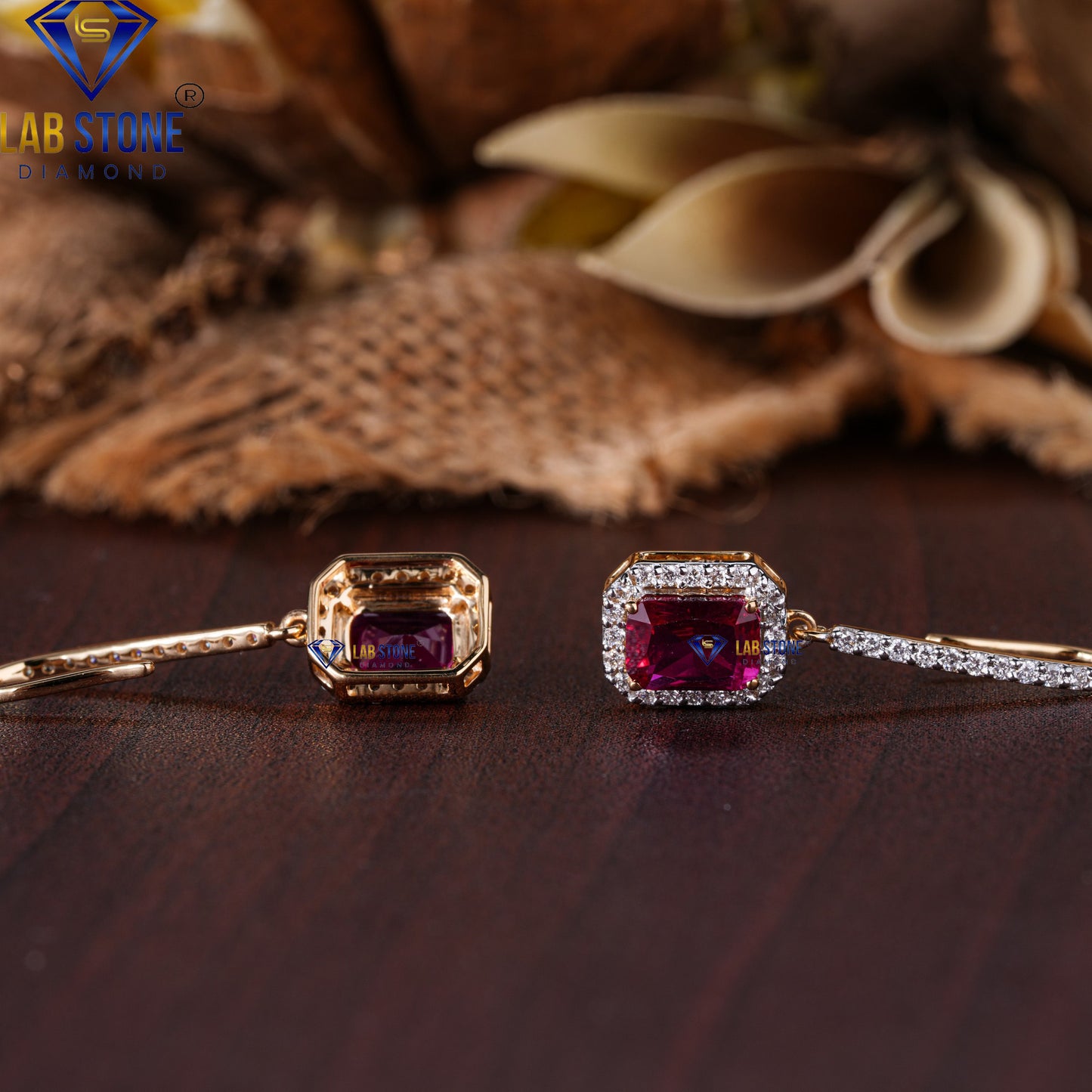 2.45 TDW Ruby & Round Cut Diamond Drop & Dangle Earring