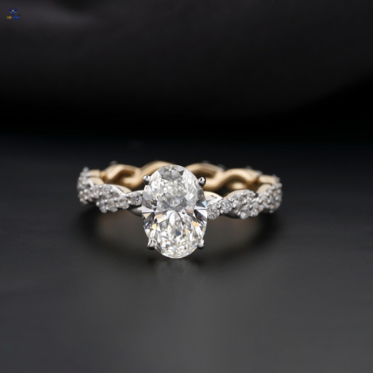 2.05 TDW Oval & Round Cut Women’s Engagement Diamond Ring