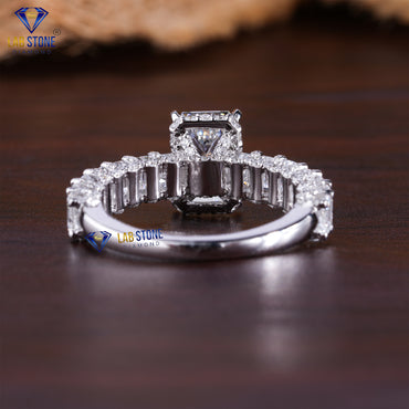 3.87 TDW Emerald & Round Cut Diamond Women’s Engagement Ring