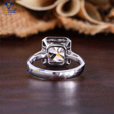 5.14 TDW Fancy Pink Radiant & Round Cut Diamond Women’s Halo Ring