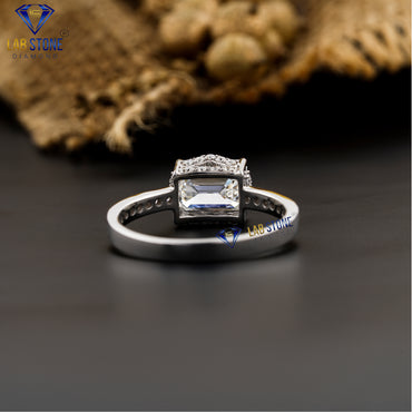 1.73 TDW Emerald & Round Cut Women's Engagement Diamond Ring