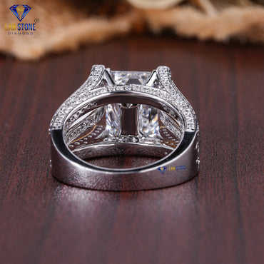 5.04 TDW Emerald & Round Cut Women's Engagement Diamond Ring