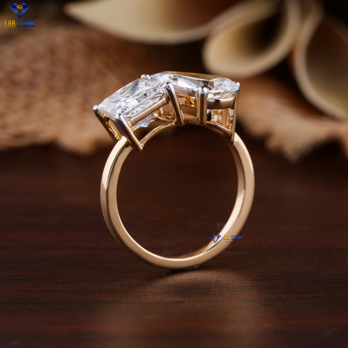 3.80 TDW Princess & Pear Cut Women's Diamond Engagement Ring