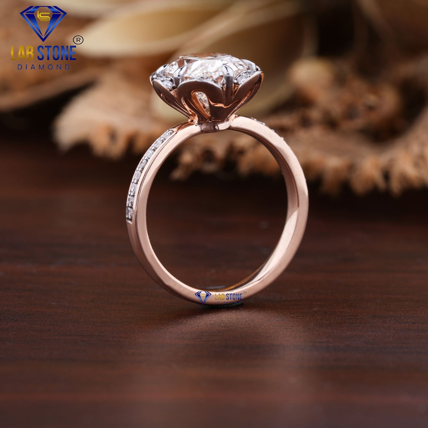 3.32 TDW Fancy Pink Oval & Round Cut Women’s Halo Diamond Ring