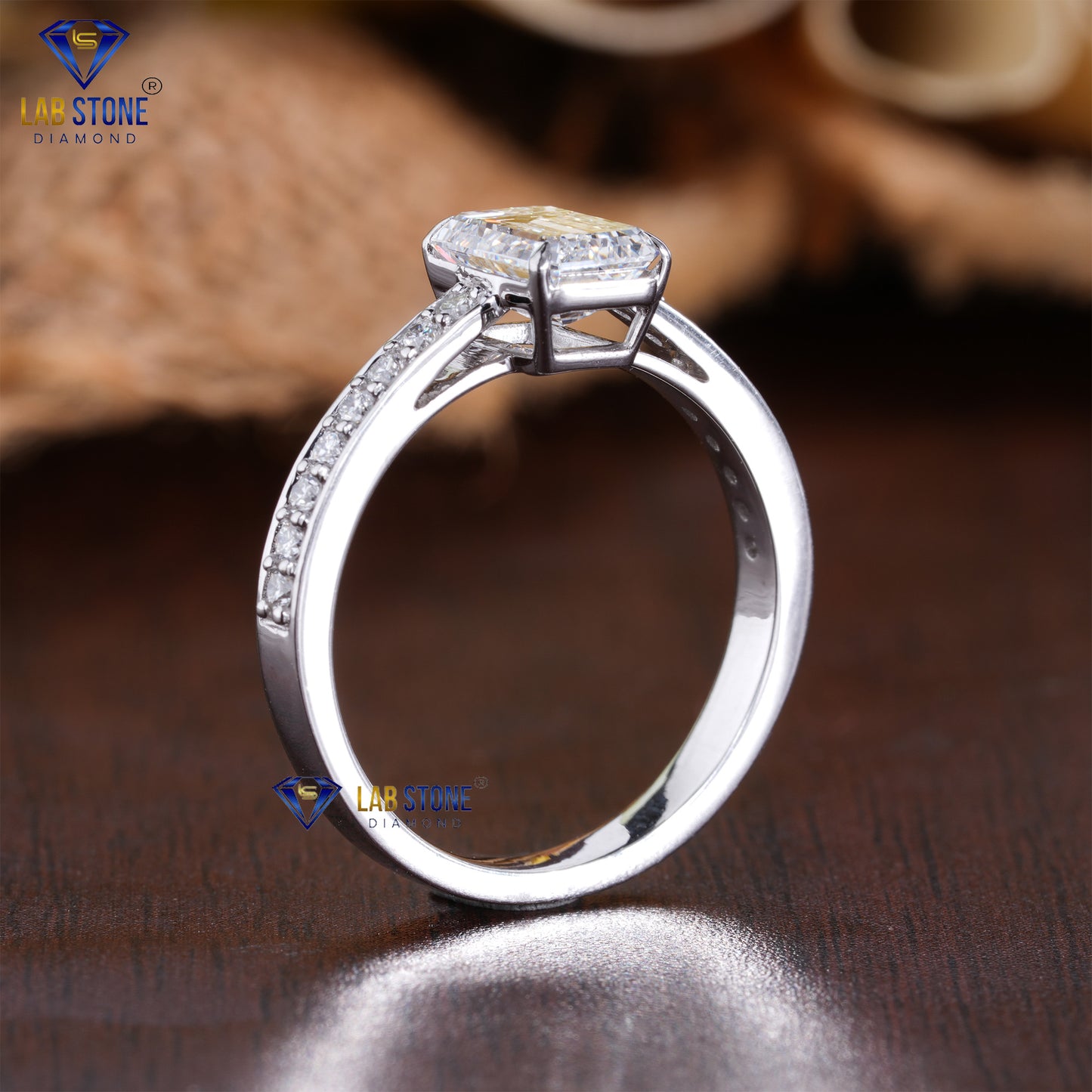 1.39 TDW Round & Emerald Cut Women’s Diamond Engagement Ring