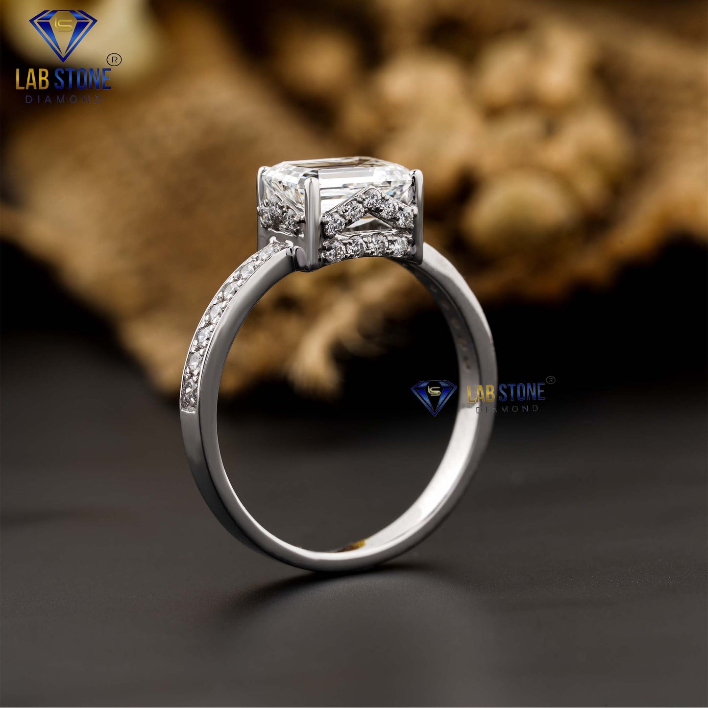 1.73 TDW Emerald & Round Cut Women's Engagement Diamond Ring