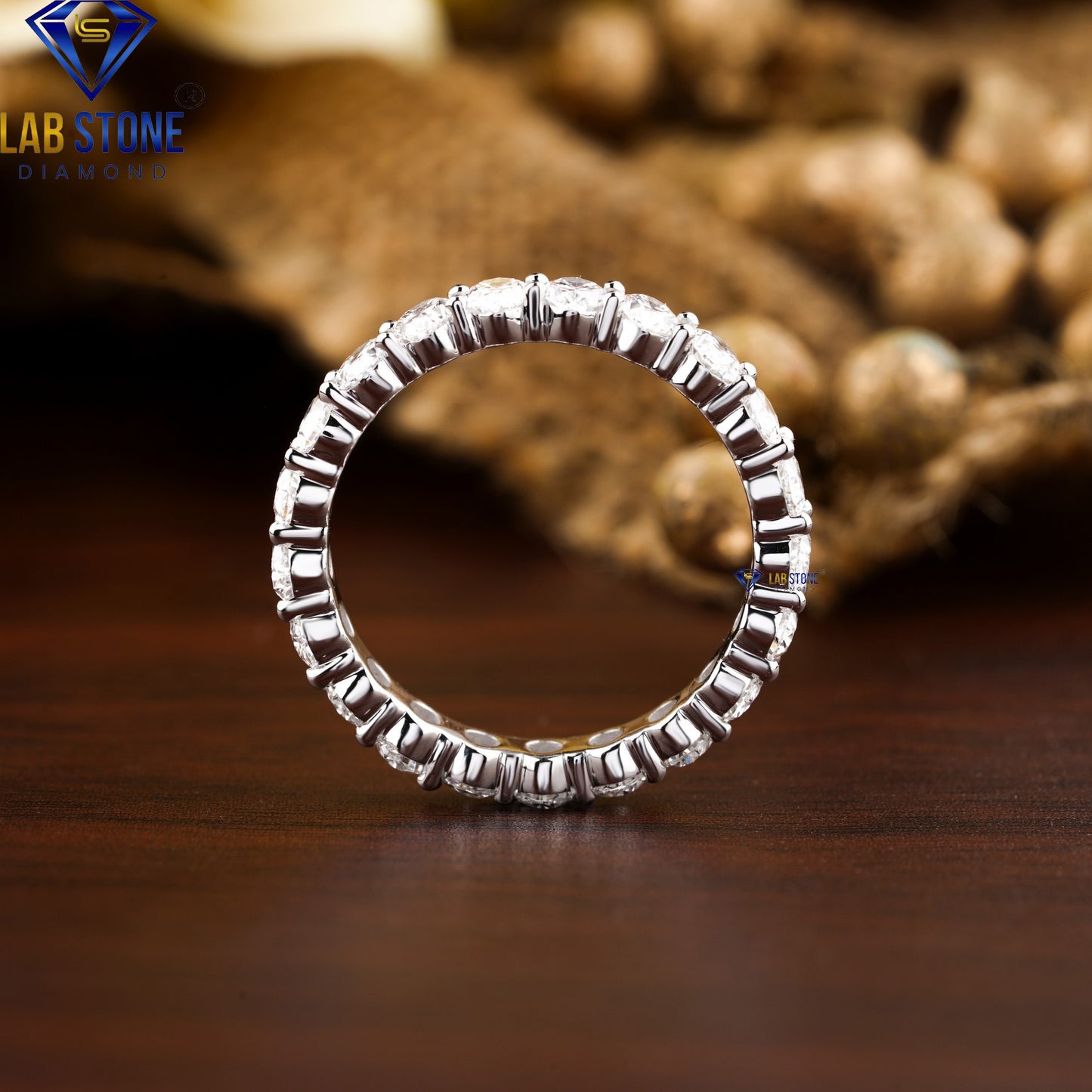 2.62 TDW Oval Cut Diamond Full Eternity Band
