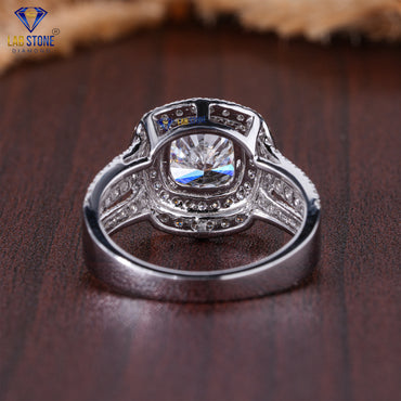 2.81 TDW Cushion & Round Cut Women's Halo Diamond Ring