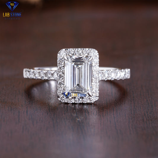 1.83 TDW Round & Emerald Cut Women’s Halo Diamond Ring