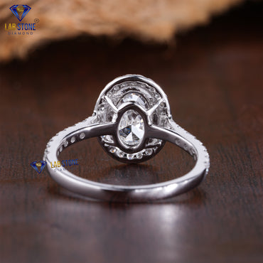 2.36 TDW Oval & Round Cut Women’s Halo Diamond Ring