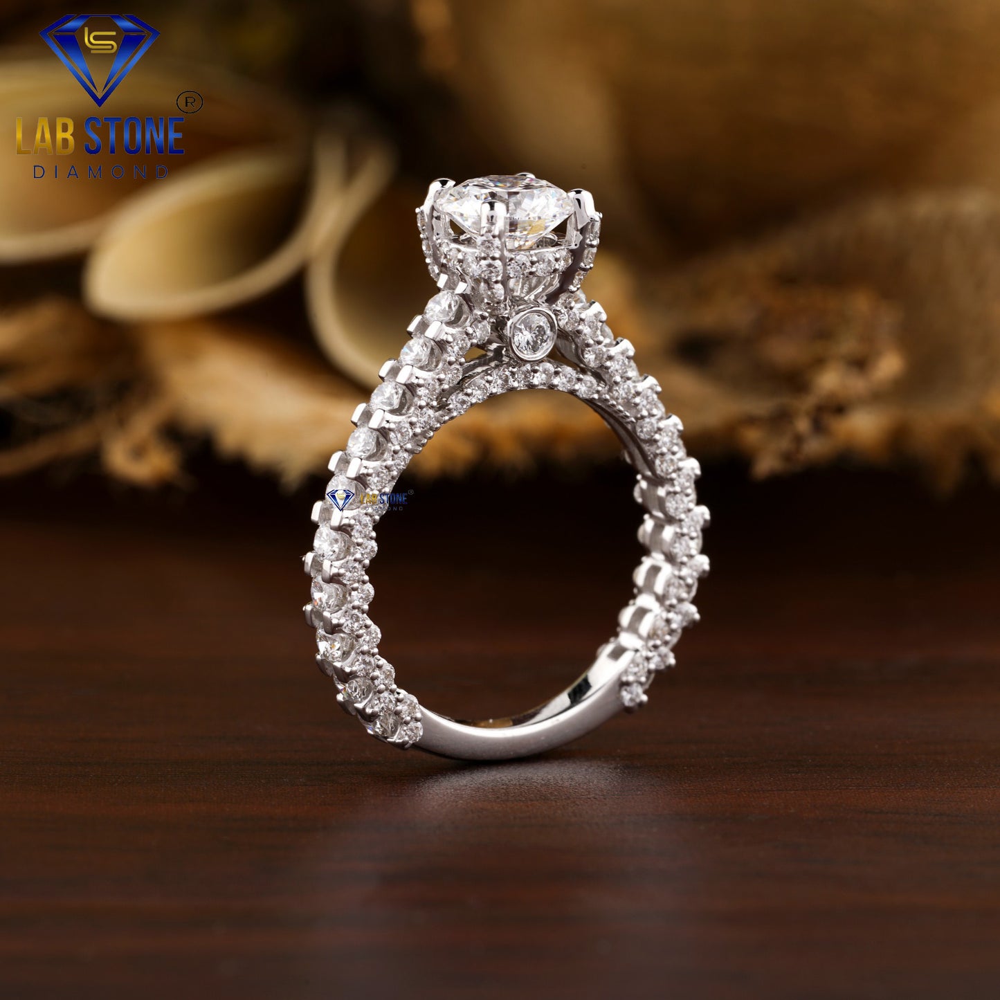 2.35 TDW Round Cut Women’s Hidden Halo Diamond Ring