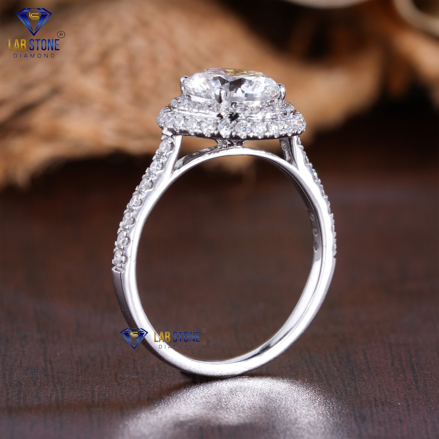 2.036 TDW Round Cut Women’s Halo Diamond Ring