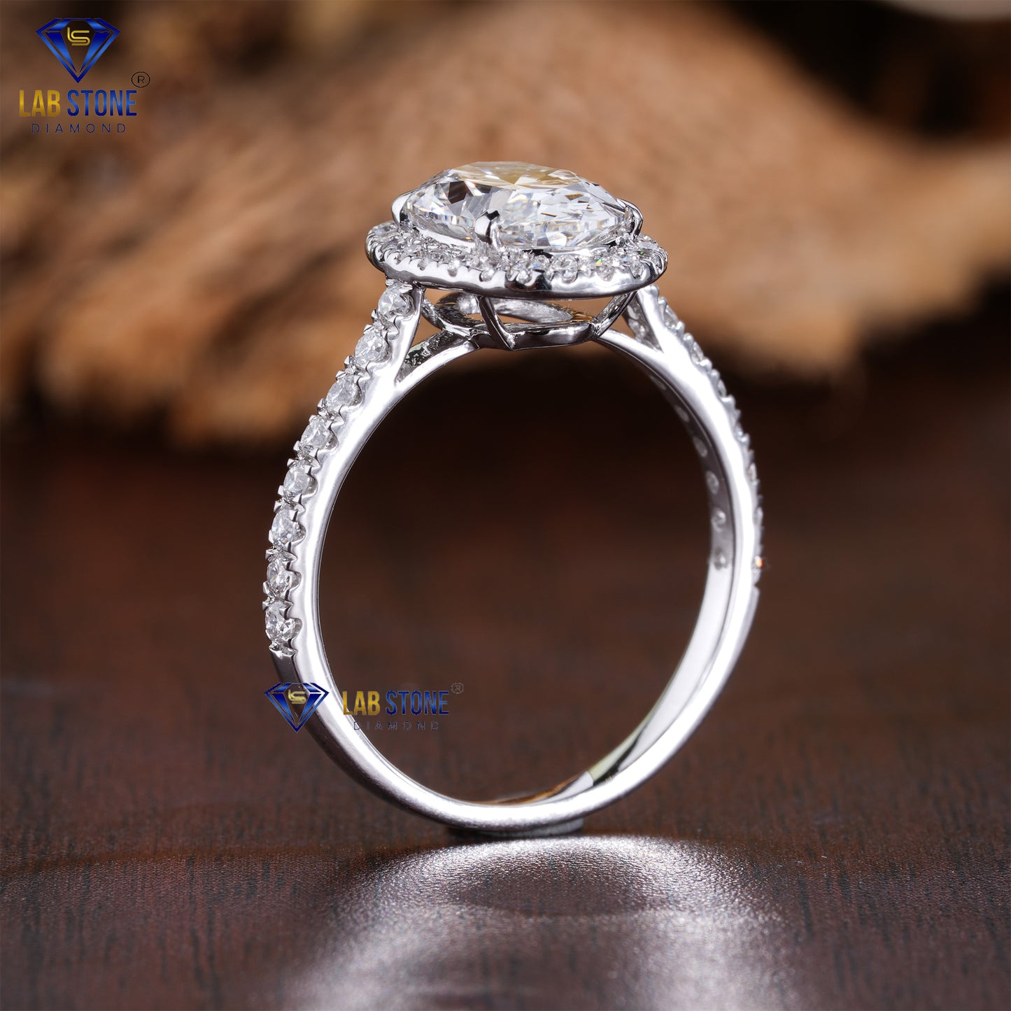 2.36 TDW Oval & Round Cut Women’s Halo Diamond Ring