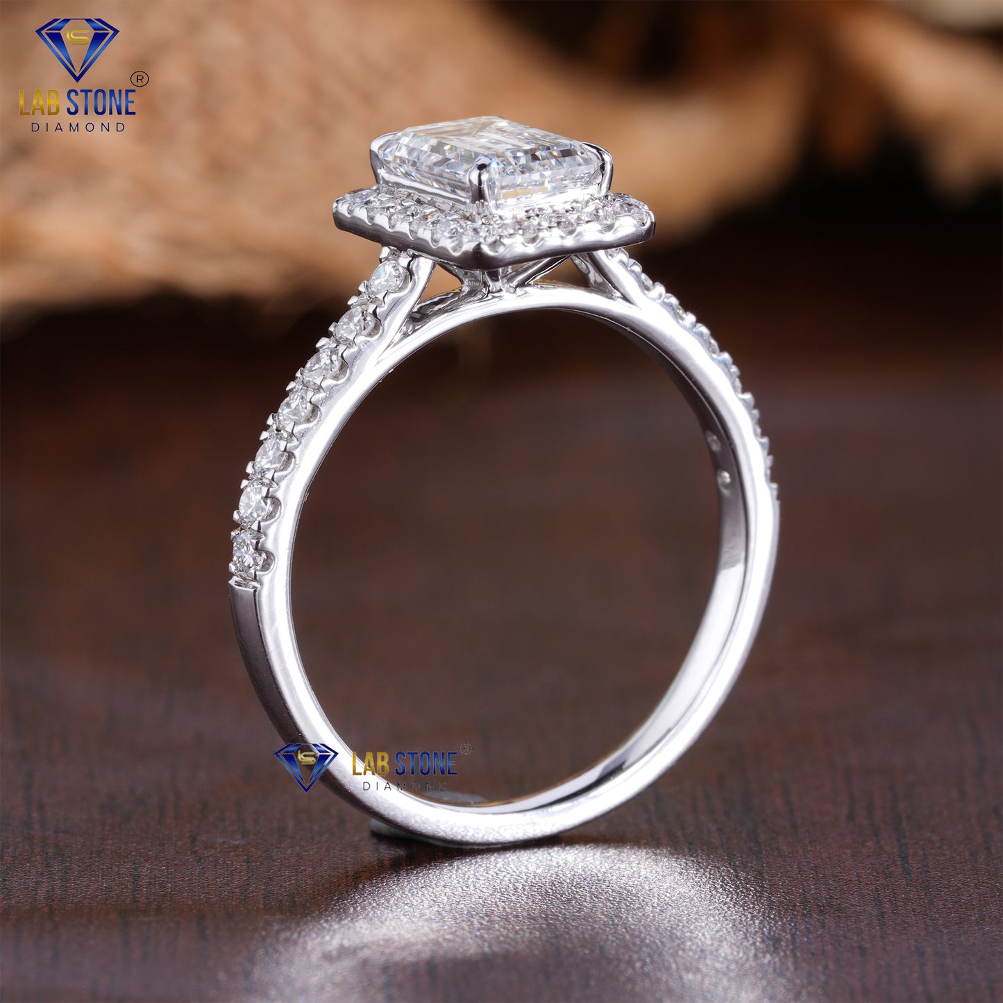 1.83 TDW Round & Emerald Cut Women’s Halo Diamond Ring