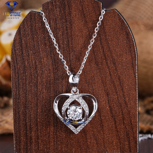 0.919 TDW Round Cut Diamond Heart Pendant with Chain