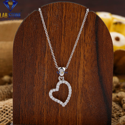 0.21 TDW Round Cut Diamond Heart Pendant with Chain