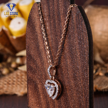 1.196 TDW Round & Heart Cut Diamond Heart Pendant with Chain