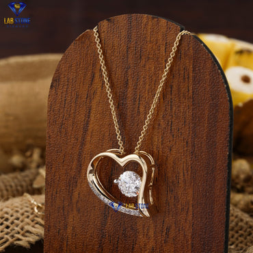 1.08 TDW Round Cut Diamond Heart Pendant with Chain