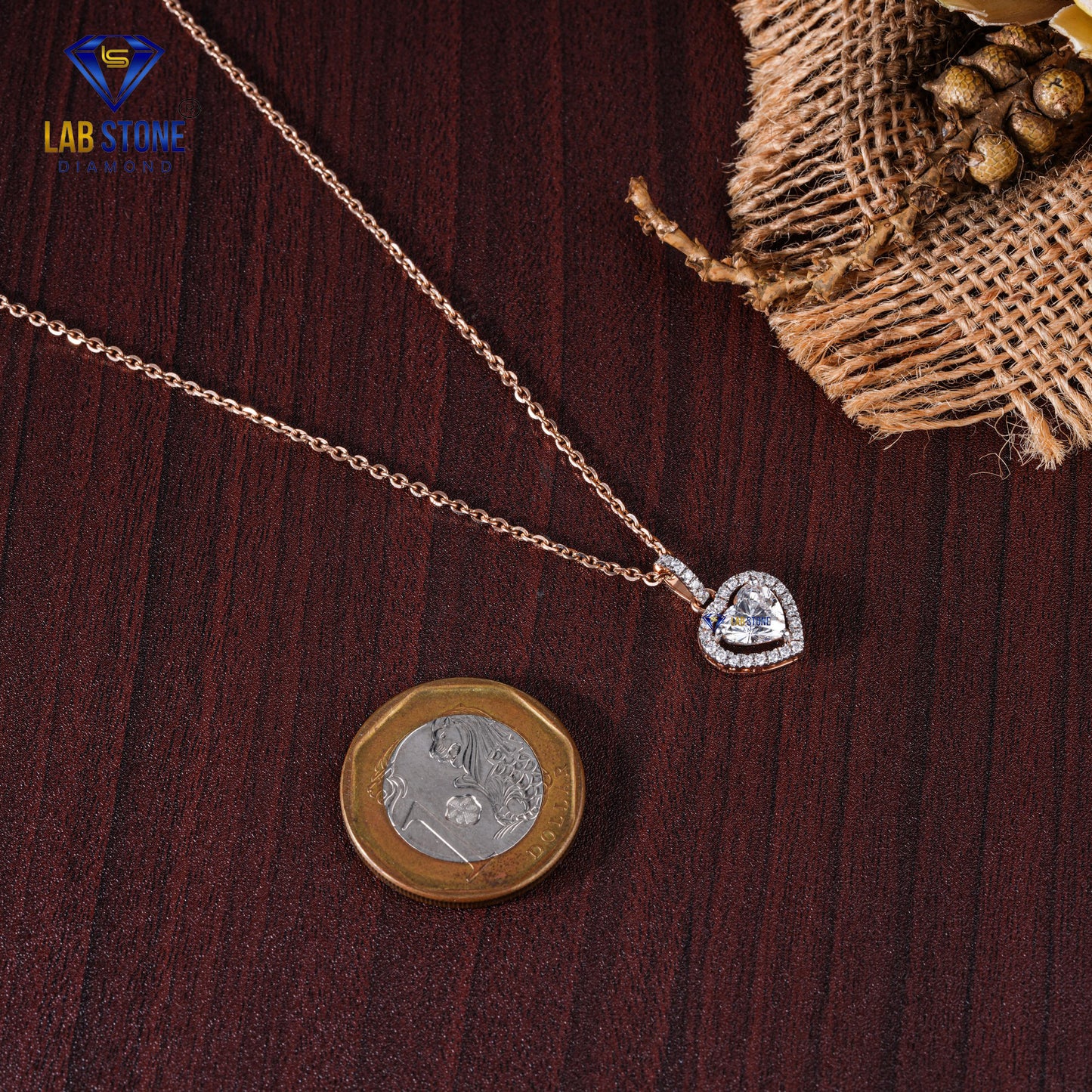 1.196 TDW Round & Heart Cut Diamond Heart Pendant with Chain