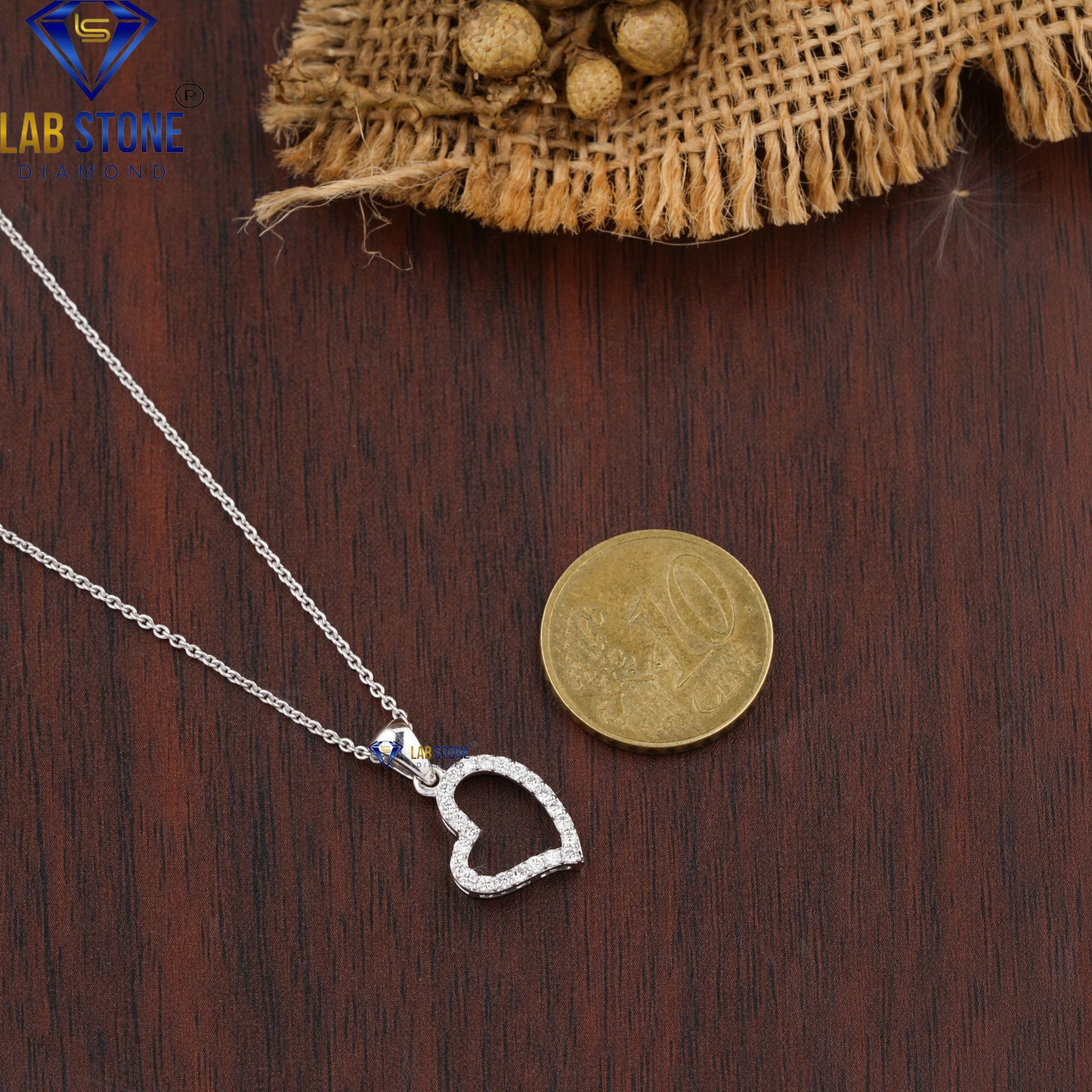 0.21 TDW Round Cut Diamond Heart Pendant with Chain