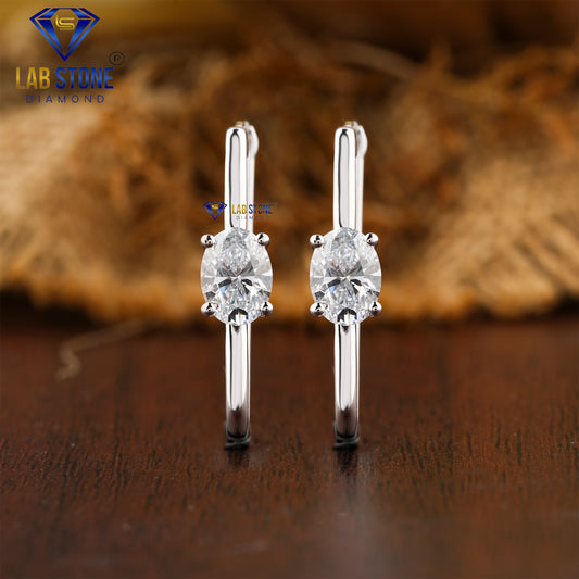 1.00 TDW Oval Cut Diamond Hoop Earring
