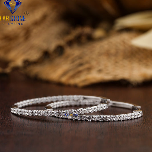 1.44 TDW Round Cut Diamond Hoop Earrings