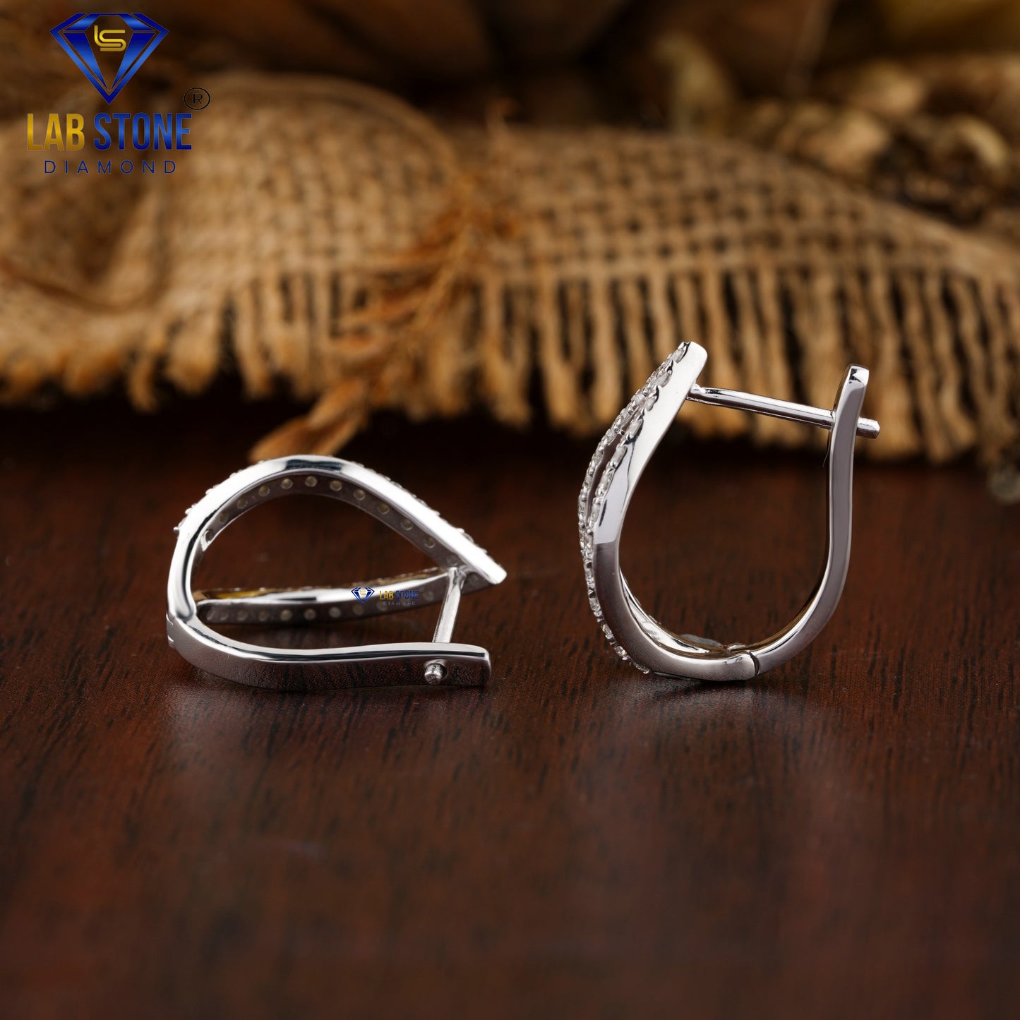 0.55 TDW Round Cut Diamond Hoop Earring