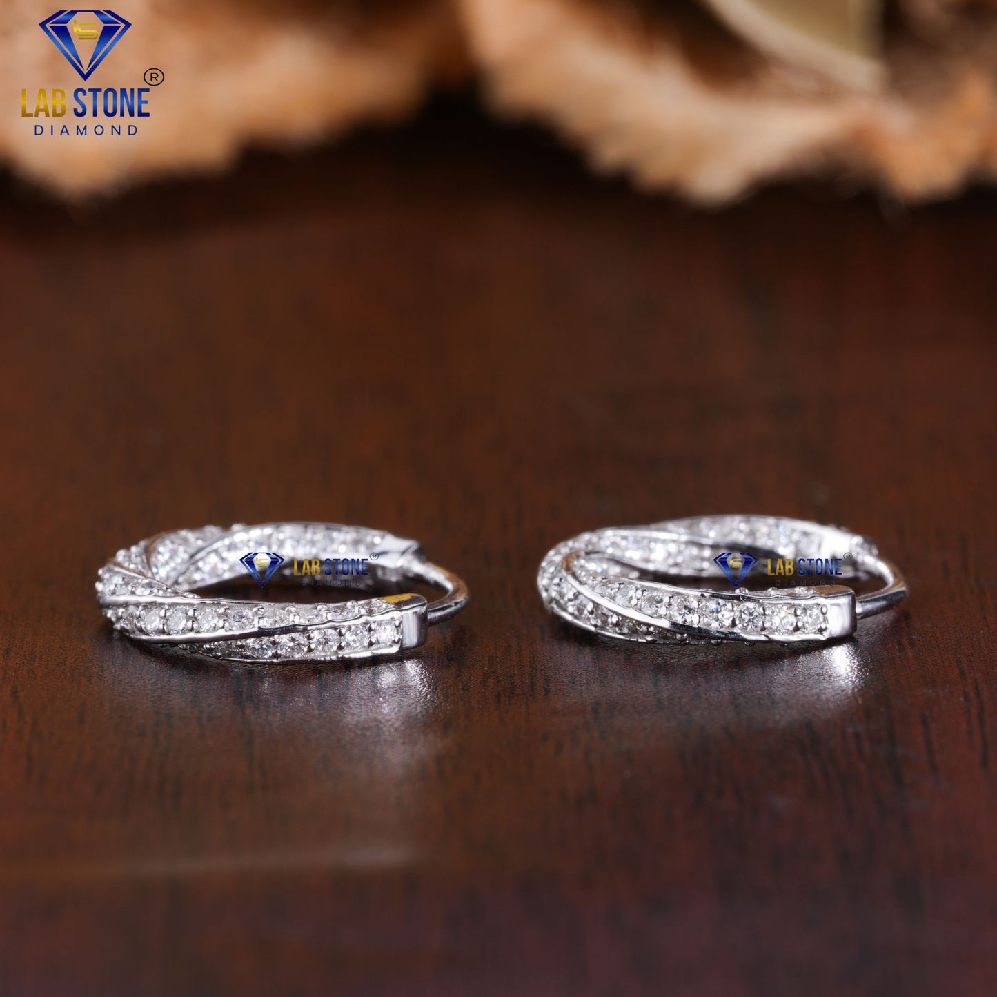 1.20 TDW Round Cut Diamond Hoop Earrings