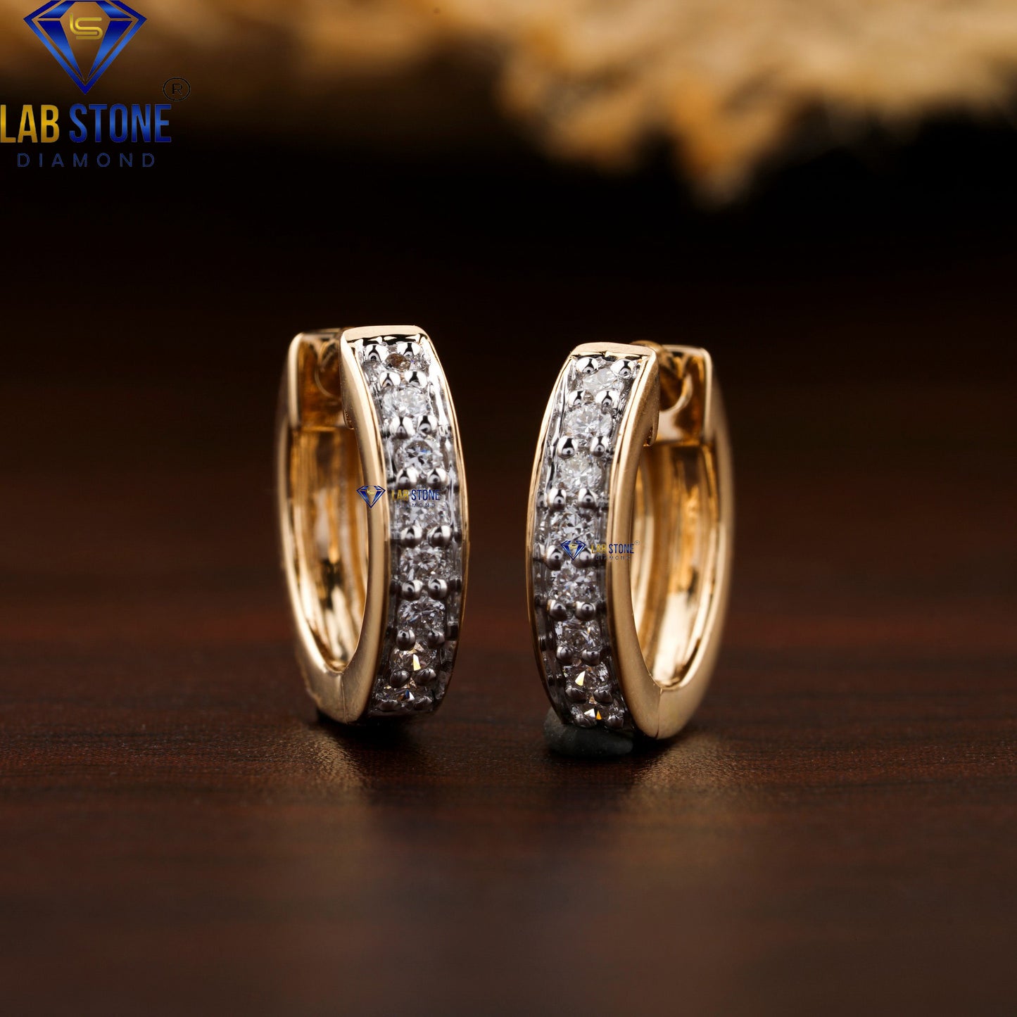 0.16 TDW Round Cut Diamond Hoop Earrings