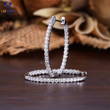 4.80 TDW Round Cut Diamond Hoop Earrings