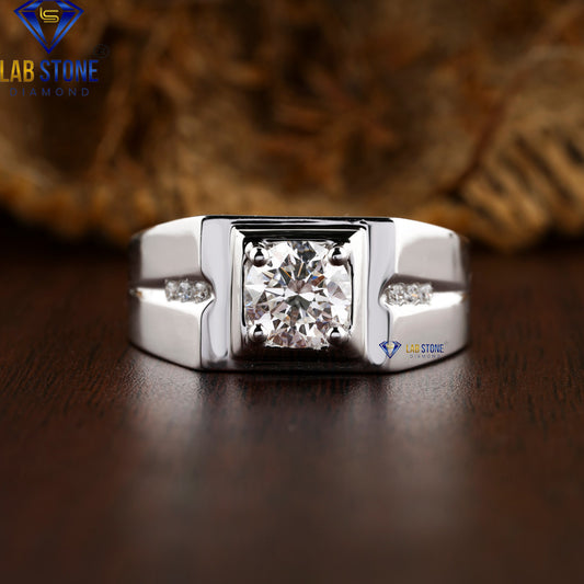 1.31 TDW Round Cut Diamond Men’s Engagement Ring