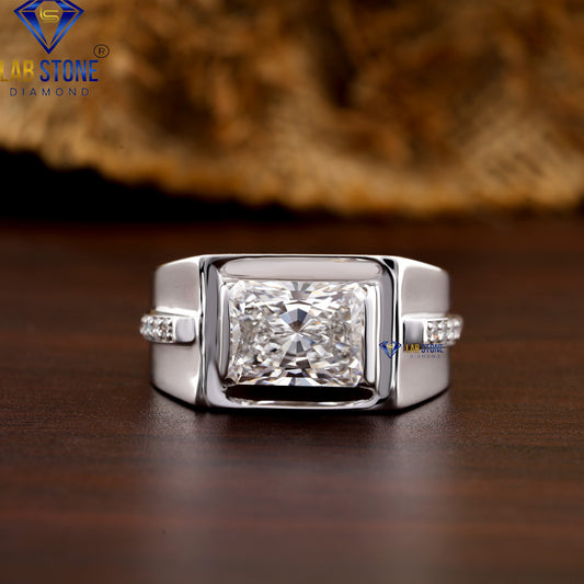 3.58 TDW Radiant and Round Cut Men’s Engagement Ring