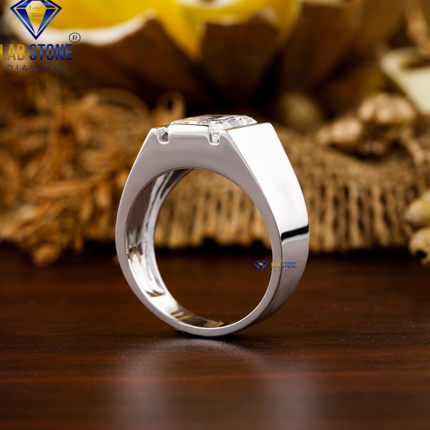 4.00 TDW Radiant Cut Men’s Diamond Solitaire Ring