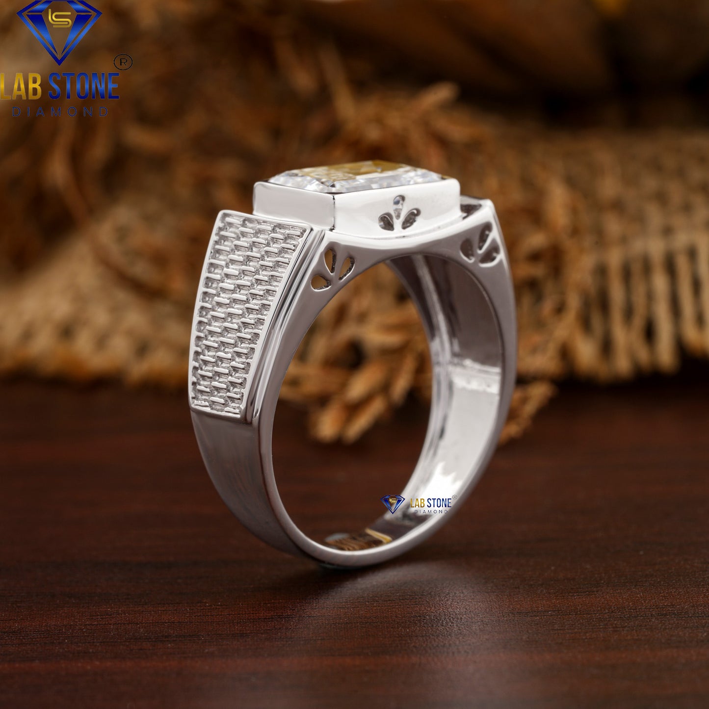 3.28 TDW Radiant Cut Diamond Men’s Engagement Ring