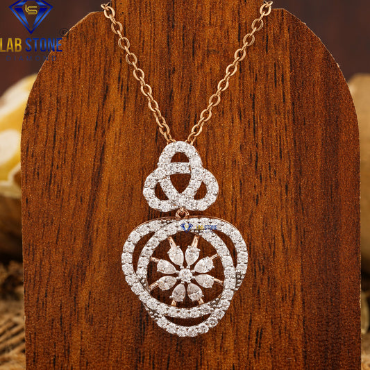 3.06 TDW Pear & Round Cut Diamond Pendant & Earring